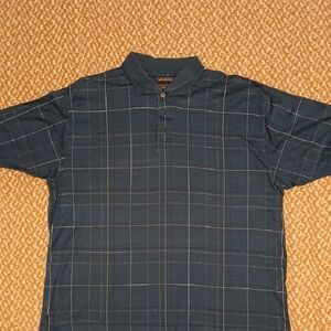 Haggar Navy Plaid Polo Shirt